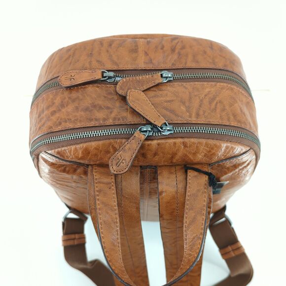 FRYE Backpack Bag Washed Tan Brown Leather Academia School 34DB0524-269 NEW - Picture 5 of 11
